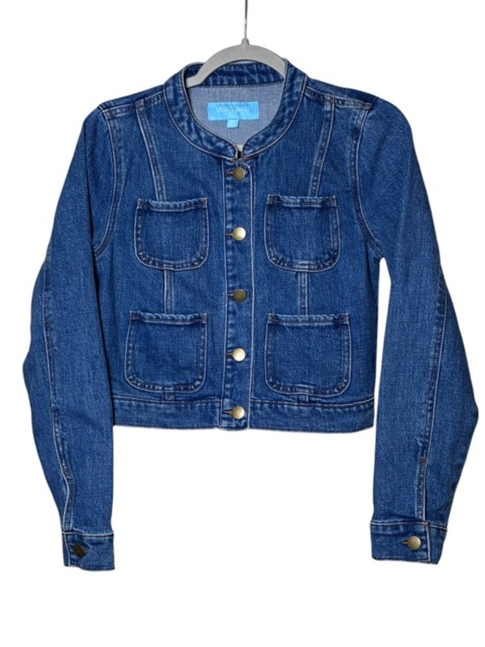 Draper James 4-Pocket Blue Denim Jean Jacket Cotton Blend Stretch